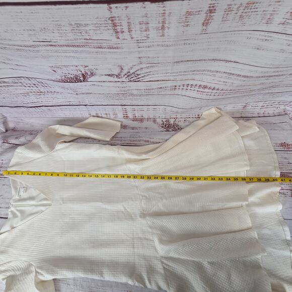 Club Monaco Cream Dress 8 Asymmetric Ruffle Hem Coquette Ethereal Fairy Whimsy - Picture 14 of 16